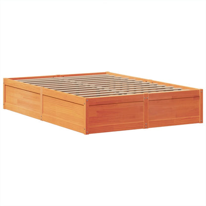 Bed Frame without Mattress Wax Brown 140x190 cm Solid Wood Pine