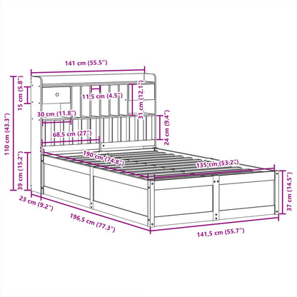 Bed Frame without Mattress 135x190 cm Double Solid Wood Pine