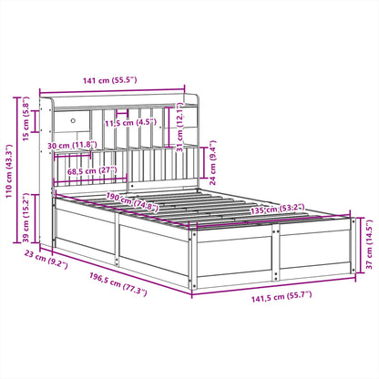 Bed Frame without Mattress White 135x190 cm Double Solid Wood Pine