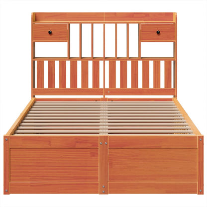 Bed Frame without Mattress Wax Brown 120x190 cm Small Double Solid Wood Pine
