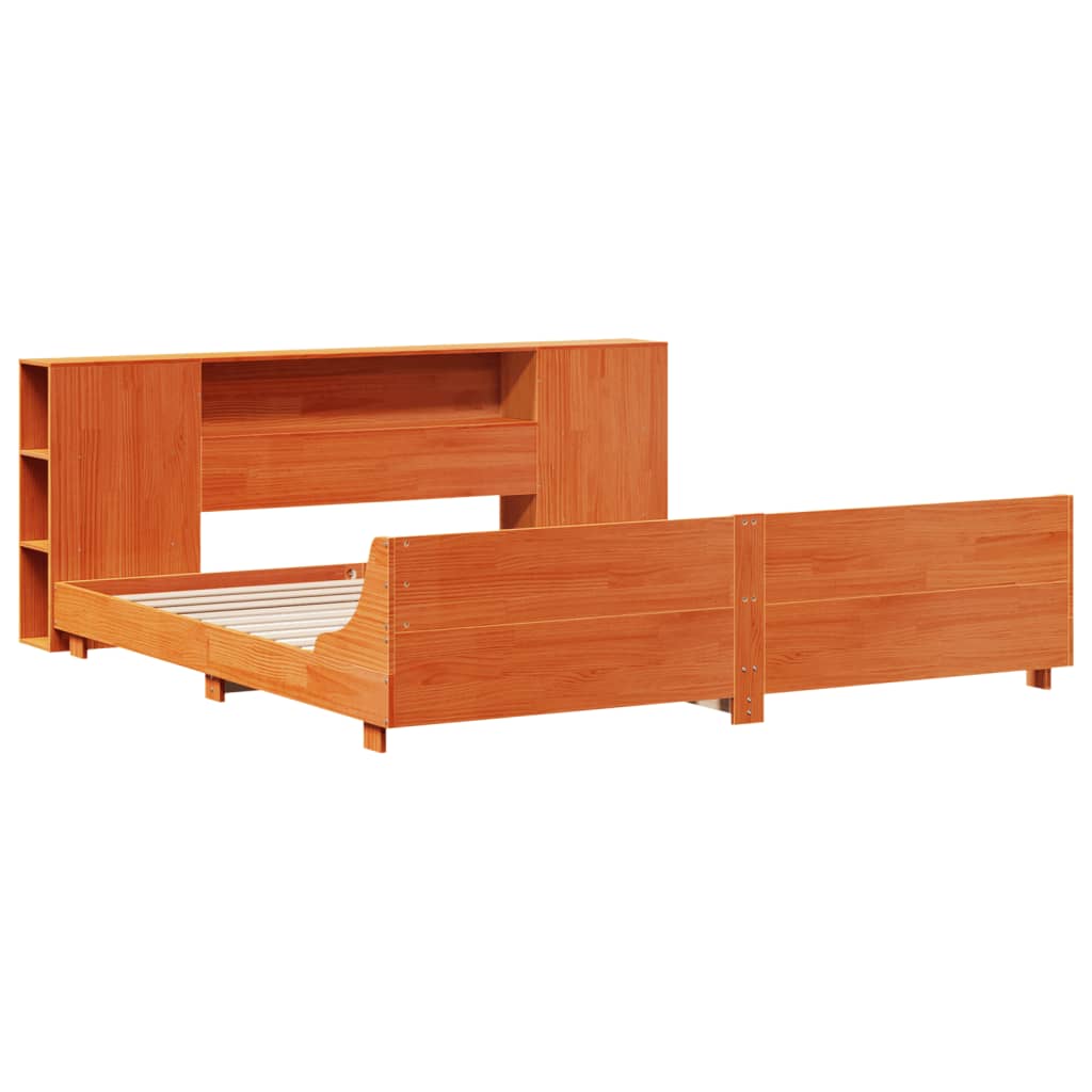 Bed Frame without Mattress Wax Brown 180x200 cm Super King Solid Wood Pine