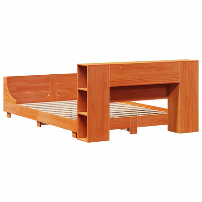 Bed Frame without Mattress Wax Brown 140x190 cm Solid Wood Pine