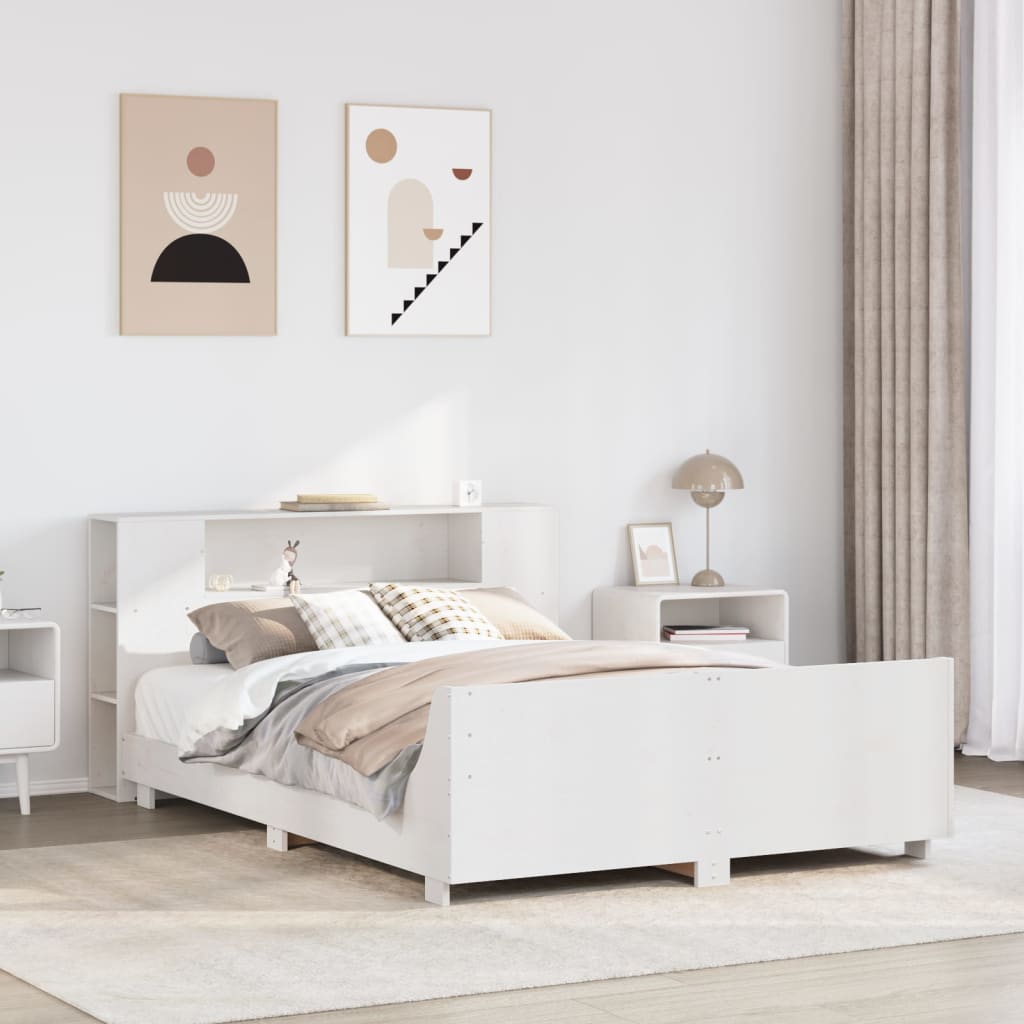 Bed Frame without Mattress White 120x190 cm Small Double Solid Wood Pine
