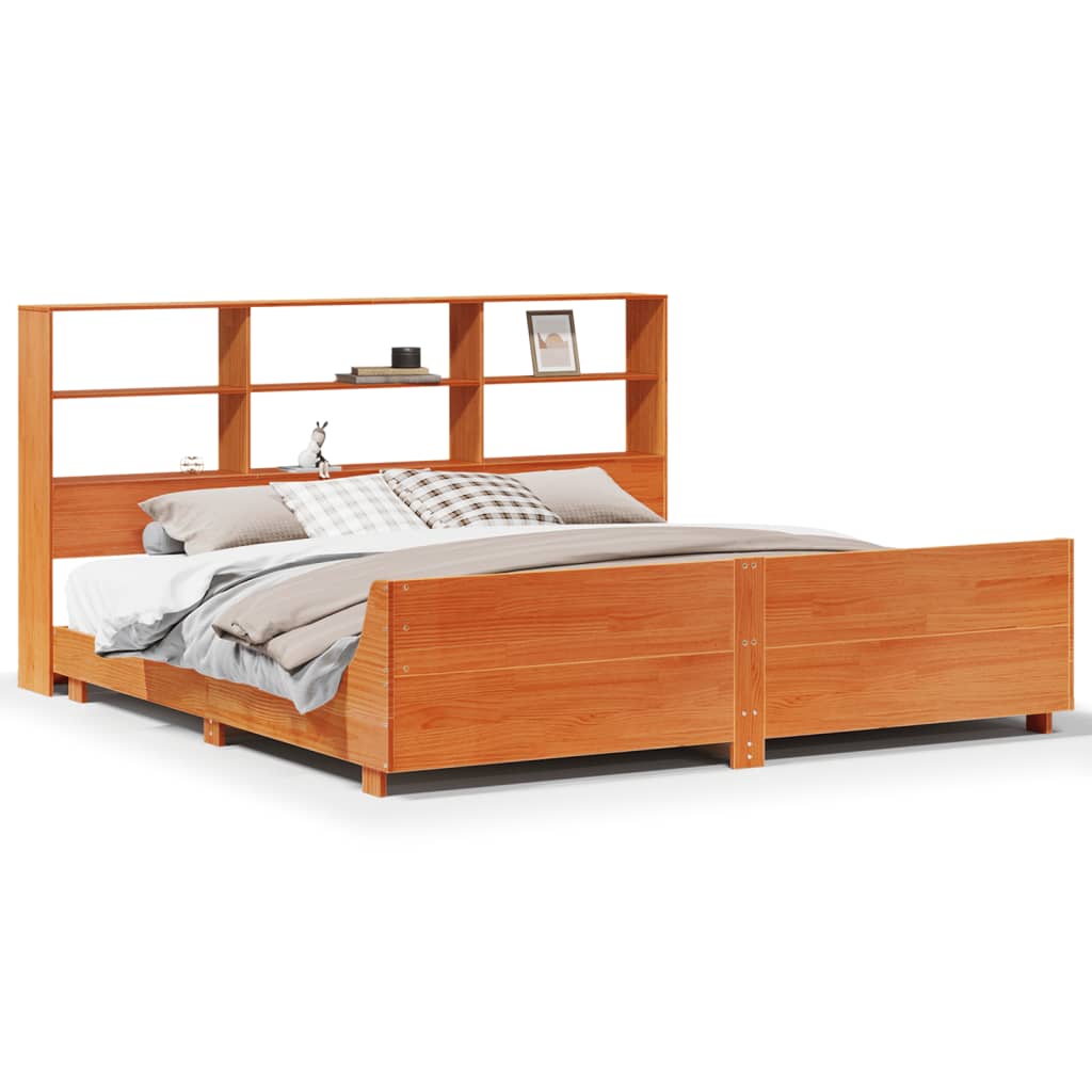 Bed Frame without Mattress Wax Brown 180x200 cm Super King Solid Wood Pine