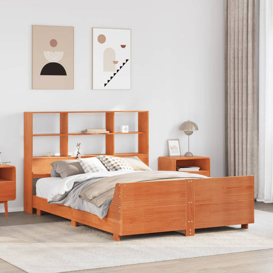 Bed Frame without Mattress Wax Brown 160x200 cm Solid Wood Pine