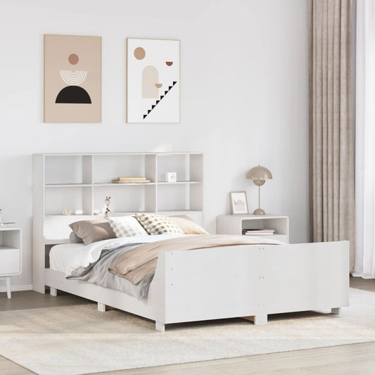 Bed Frame without Mattress White 140x190 cm Solid Wood Pine
