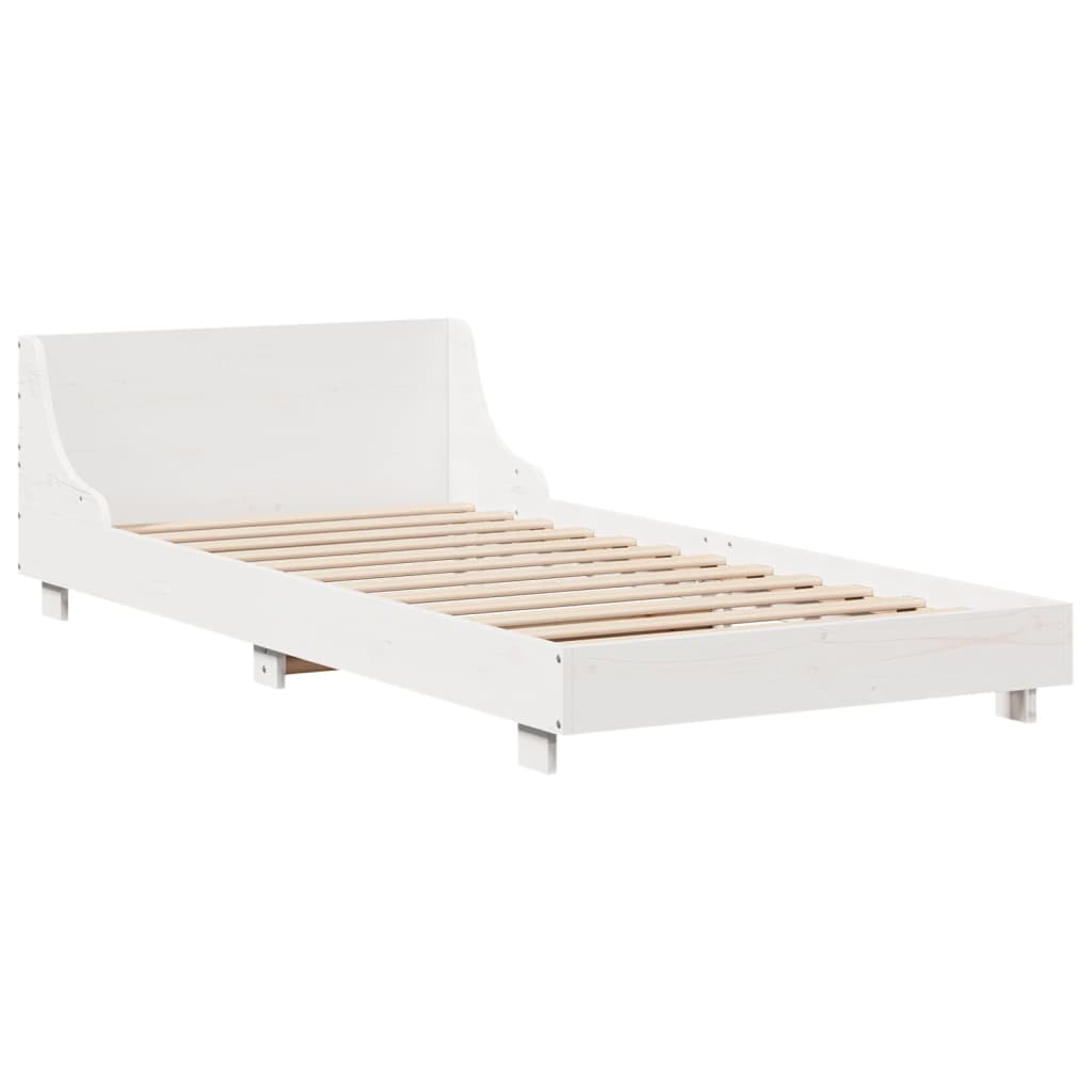 Bed Frame without Mattress White 90x190 cm Single Solid Wood Pine