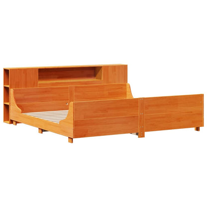 Bed Frame without Mattress Wax Brown 200x200 cm Solid Wood Pine