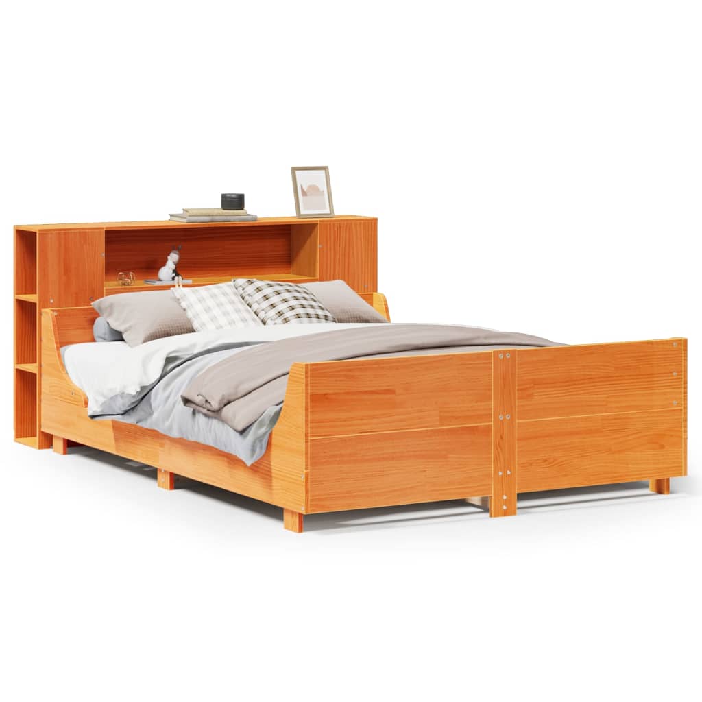 Bed Frame without Mattress Wax Brown 160x200 cm Solid Wood Pine