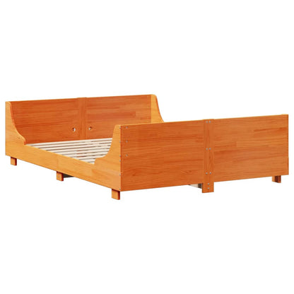 Bed Frame without Mattress Wax Brown 160x200 cm Solid Wood Pine