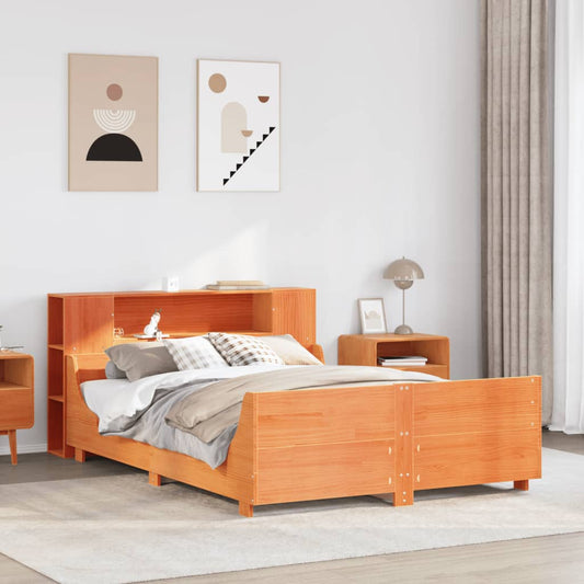 Bed Frame without Mattress Wax Brown 120x200 cm Solid Wood Pine