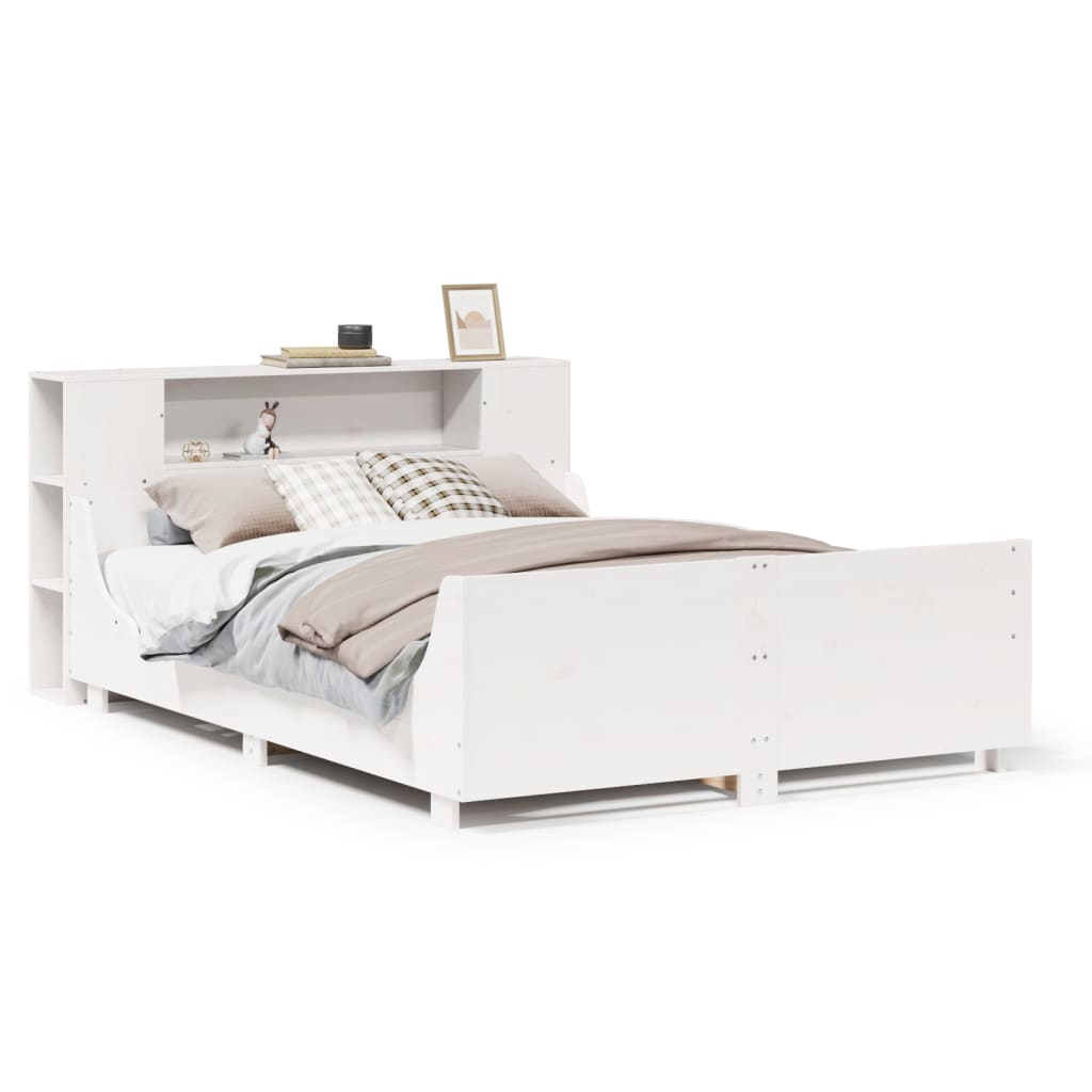 Bed Frame without Mattress White 140x190 cm Solid Wood Pine