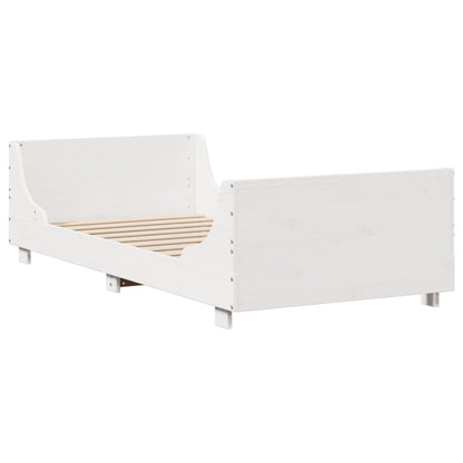 Bed Frame without Mattress White 100x200 cm Solid Wood Pine