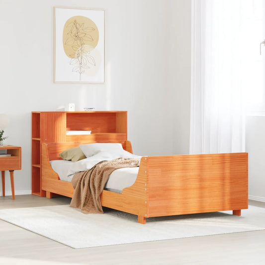 Bed Frame without Mattress Wax Brown 75x190 cm Small Single Solid Wood Pine