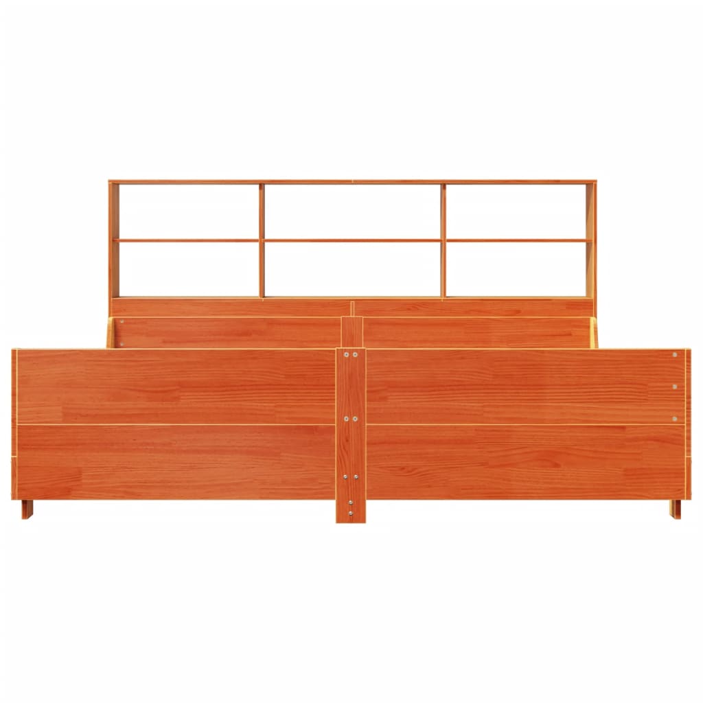 Bookcase Bed without Mattress Wax Brown 200x200 cm Solid Wood