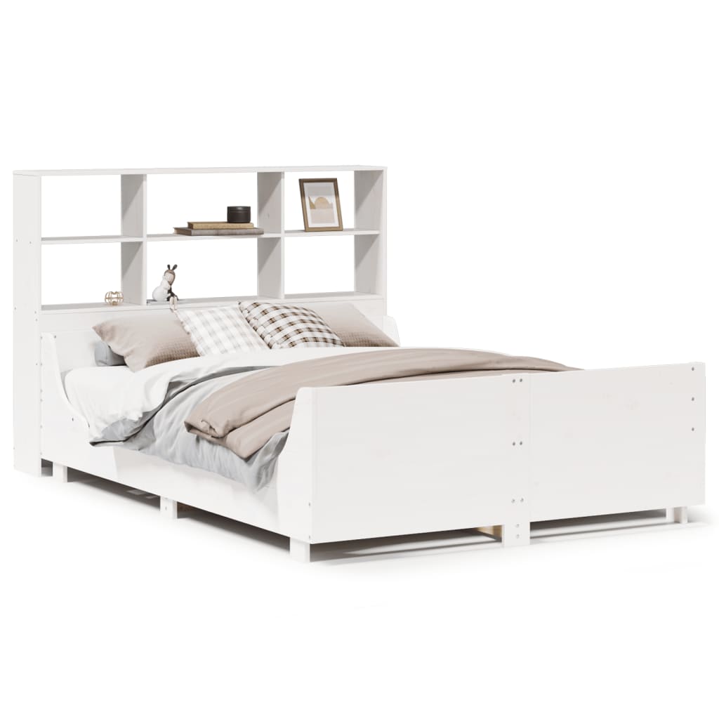 Bookcase Bed without Mattress White 140x200 cm Solid Wood