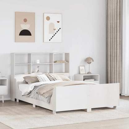 Bookcase Bed without Mattress White 140x200 cm Solid Wood
