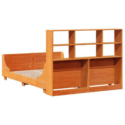 Bookcase Bed without Mattress Wax Brown 140x200 cm Solid Wood