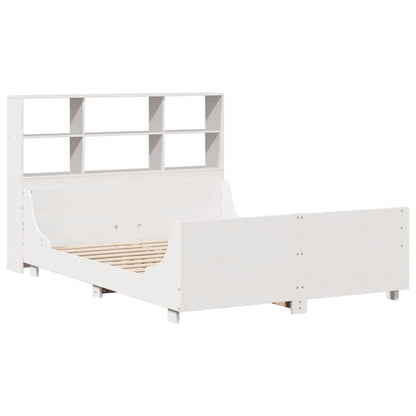 Bookcase Bed without Mattress White 140x190 cm Solid Wood