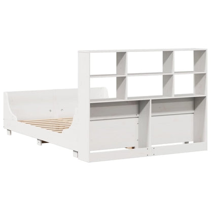 Bookcase Bed without Mattress White 140x190 cm Solid Wood