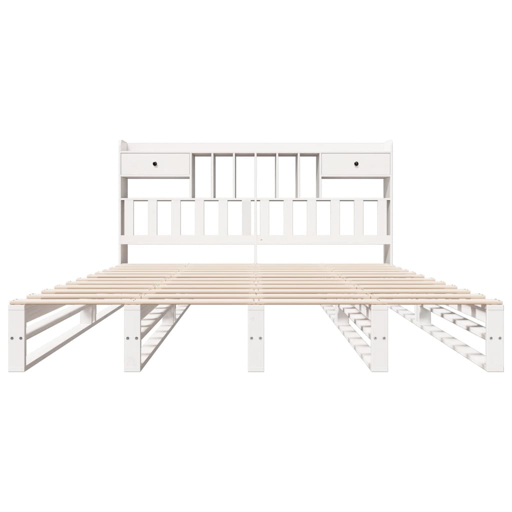 Bookcase Bed without Mattress White 180x200 cm Super King Solid Wood Pine