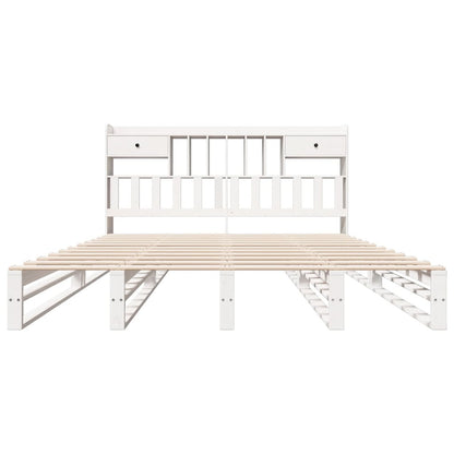 Bookcase Bed without Mattress White 180x200 cm Super King Solid Wood Pine