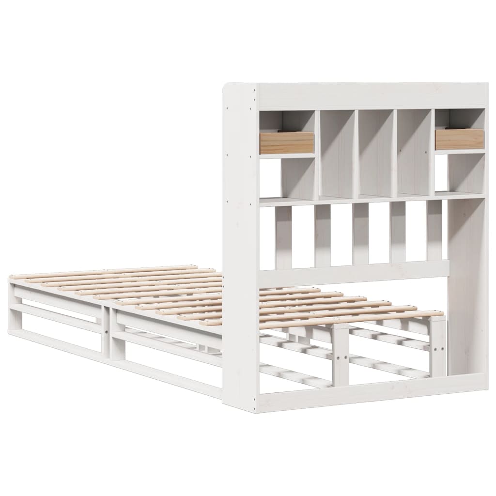 Bookcase Bed without Mattress White 90x190 cm Single Solid Wood Pine