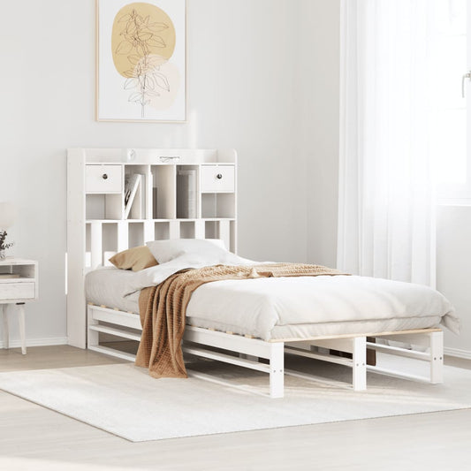 Bookcase Bed without Mattress White 90x190 cm Single Solid Wood Pine