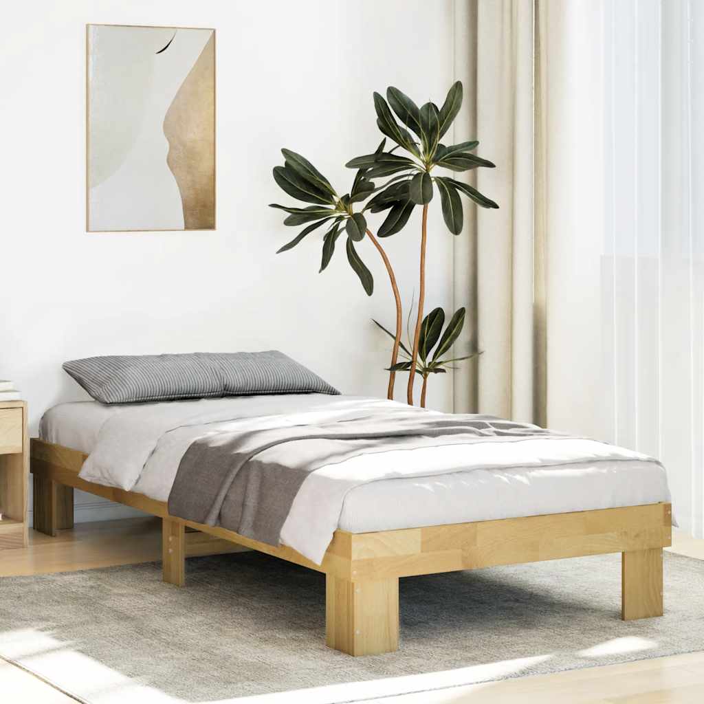 Bed Frame without Mattress 90x200 cm Solid Wood Oak