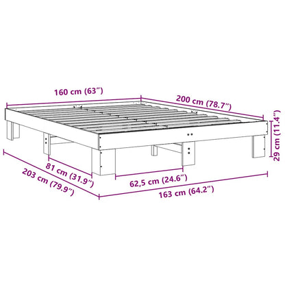 Bed Frame without Mattress 160x200 cm Solid Wood Oak