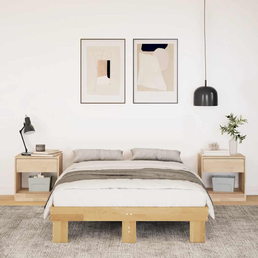 Bed Frame without Mattress 120x190 cm Small Double Solid Wood Oak