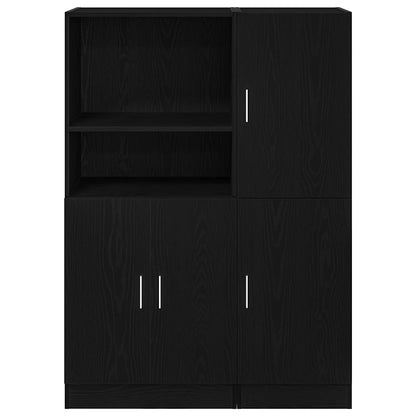 2 Piece Kitchen Cabinet Set Black Engineered Wood