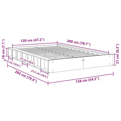 Bed Frame without Mattress 120x200 cm Solid Wood Oak