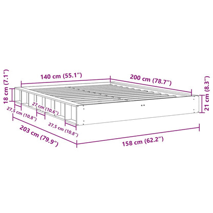 Bed Frame without Mattress 140x200 cm Solid Wood Oak