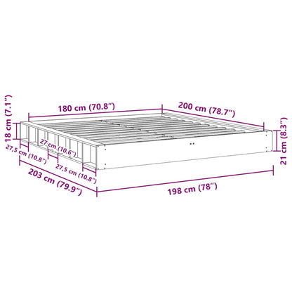 Bed Frame without Mattress 180x200 cm Solid Wood Oak
