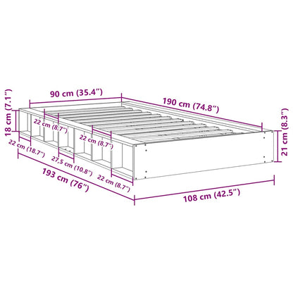 Bed Frame without Mattress 90x190 cm Solid Wood Oak