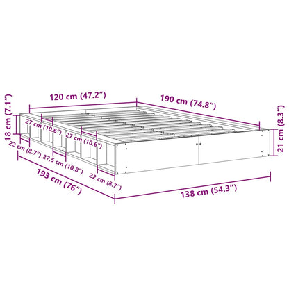 Bed Frame without Mattress 120x190 cm Solid Wood Oak