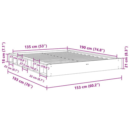 Bed Frame without Mattress 135x190 cm Solid Wood Oak