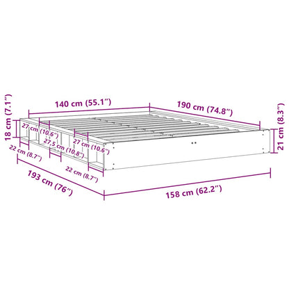 Bed Frame without Mattress 140x190 cm Solid Wood Oak