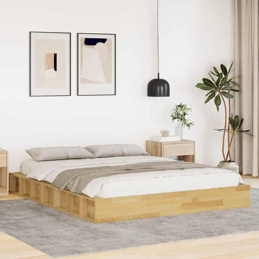 Bed Frame without Mattress 140x190 cm Solid Wood Oak