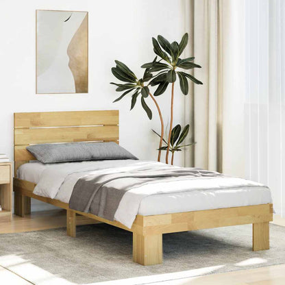 Bed Frame with Headboard without Mattress 90x190 cm Solid Wood Oak