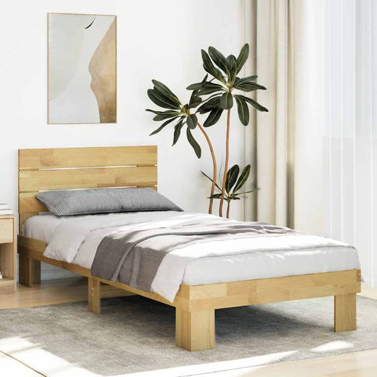 Bed Frame with Headboard without Mattress 90x190 cm Solid Wood Oak