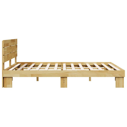 Bed Frame with Headboard without Mattress 140x190 cm Solid Wood Oak