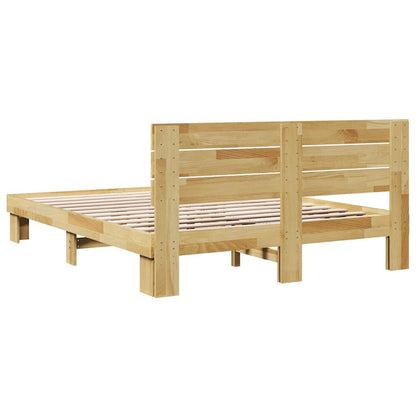 Bed Frame with Headboard without Mattress 140x190 cm Solid Wood Oak