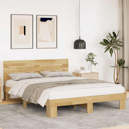 Bed Frame with Headboard without Mattress 140x190 cm Solid Wood Oak