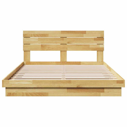 Bed Frame with Headboard without Mattress 140x200 cm Solid Wood Oak