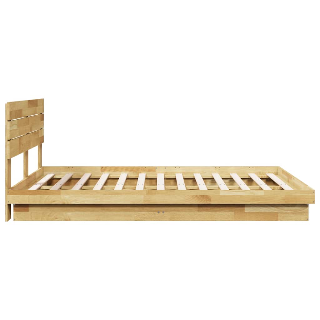 Bed Frame with Headboard without Mattress 140x200 cm Solid Wood Oak