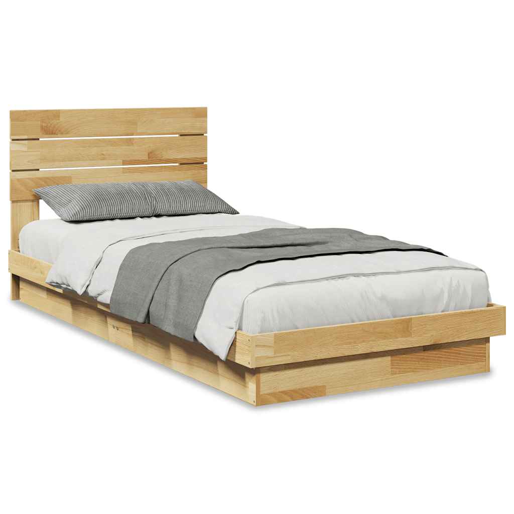 Bed Frame with Headboard without Mattress 80x200 cm Solid Wood Oak