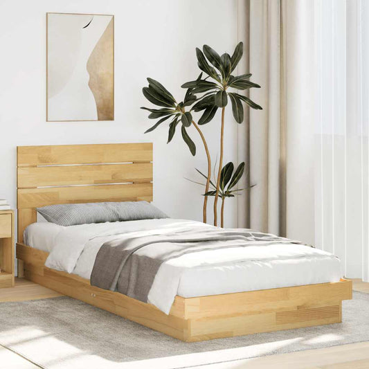 Bed Frame with Headboard without Mattress 80x200 cm Solid Wood Oak