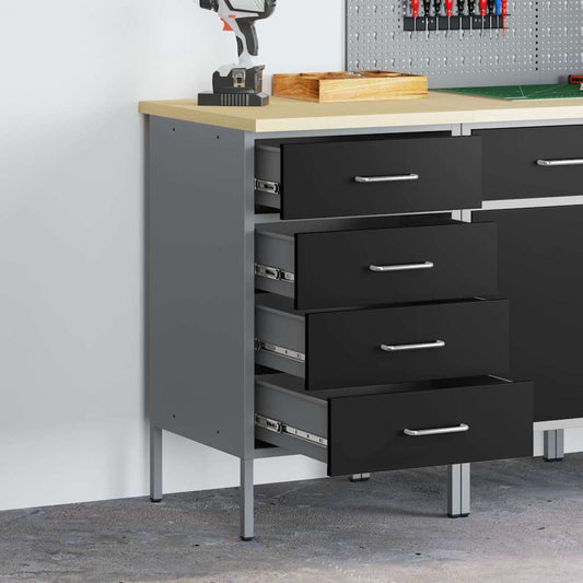 Workbench Black and grey 50 x 55 x 85 cm Powder-coated steel